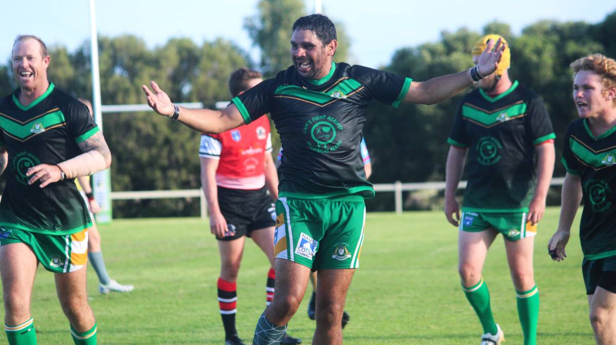 Rob Doolan celebrates Boggabri's win over North Tamworth in round one this season. Picture by Zac Lowe.