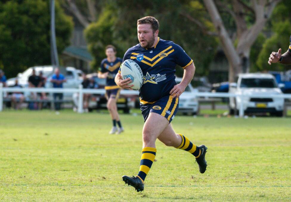 The tries flowed steadily after a slow start for the Dungowan Cowboys against the Narrabri Blues on Saturday afternoon, as Ryan Ingram (pictured) picks up one of his own. Picture by Lamby Shoots Photography. 