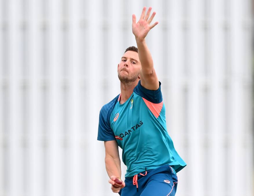 Josh Hazlewood bowls during an Australian training session prior to the ICC World Test Championship Final at The County Ground on June 03, 2023 in Beckenham, England. Picture by Alex Davidson-ICC/ICC via Getty Images.