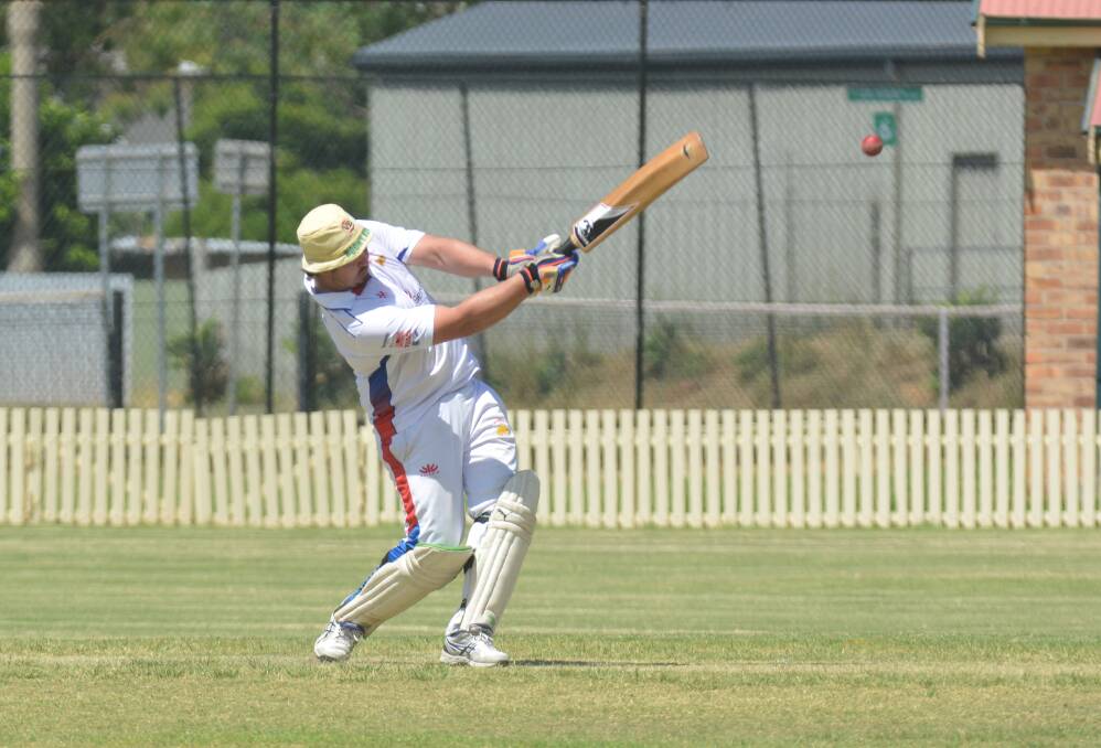 Nick Millar only has one gear when he bats, and he relished the chance to propel Mornington past 200 on Saturday. Picture by Samantha Newsam.