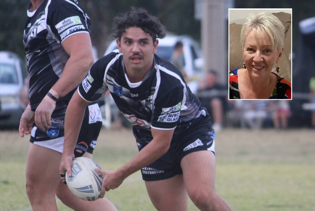 Dylan Porter is grateful to the Magpies for their support of his mother, Karen (inset), in her battle against cancer. Picture by Zac Lowe/supplied. 