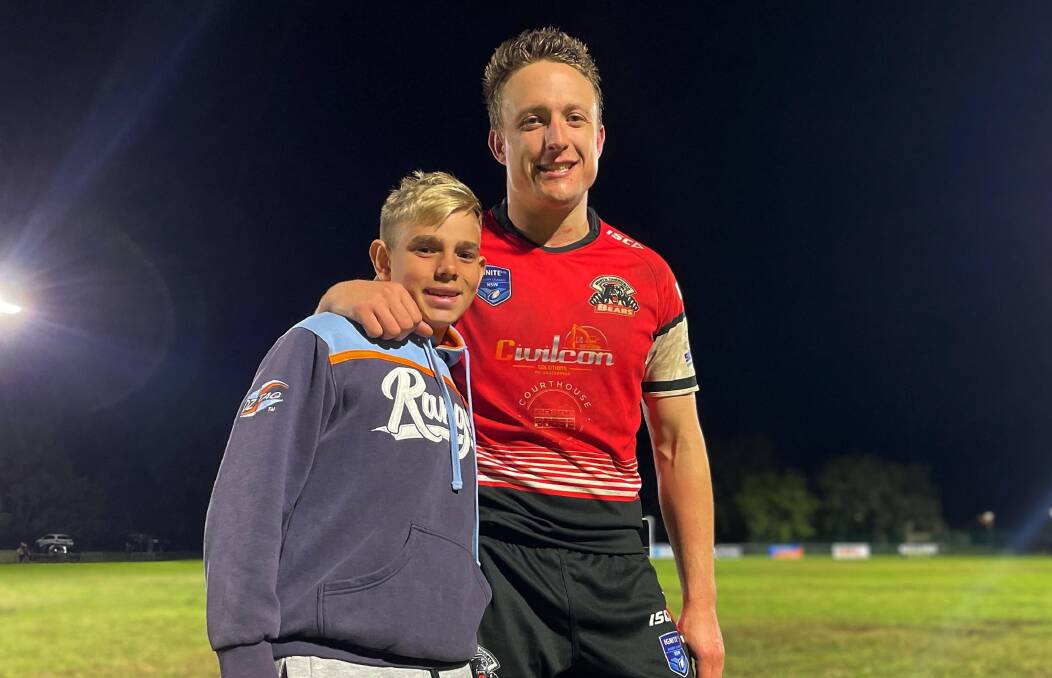 James Cooper was thrilled to have his stepson, Brooklyn Le Brocq-Watton, by his side for North Tamworth's first win of the season on Saturday. Picture by Zac Lowe.