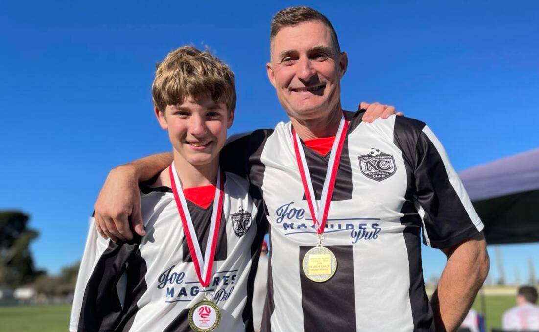 Ben and Jack Todd did something that not many fathers and sons have the chance to do on Saturday, and won a premiership together. Picture by Zac Lowe.