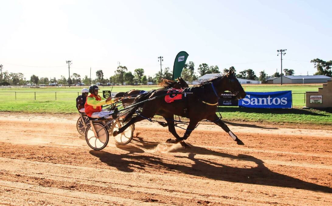 Rolamax and Sam Ison storm to the front of the field after a near-perfect performance in the Santos Cup final on Monday. Picture by Coffee Photography Dubbo. 