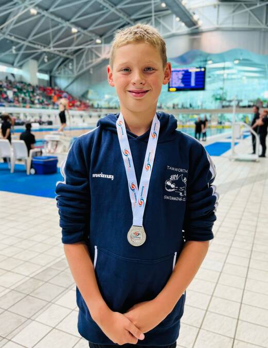 Oli Pearson has improved rapidly and become a state medallist having begun training less than two years ago at the Tamworth City Swimming Club. Picture by Andrew Pearson.
