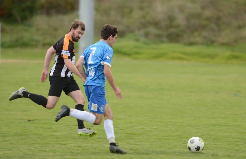 Armidale City Westside (in blue) and Demon Knights are two of the teams returning to the sanctioned Northern NSW Football-Northern Inland competitions next season. Picture by Paul Webster.