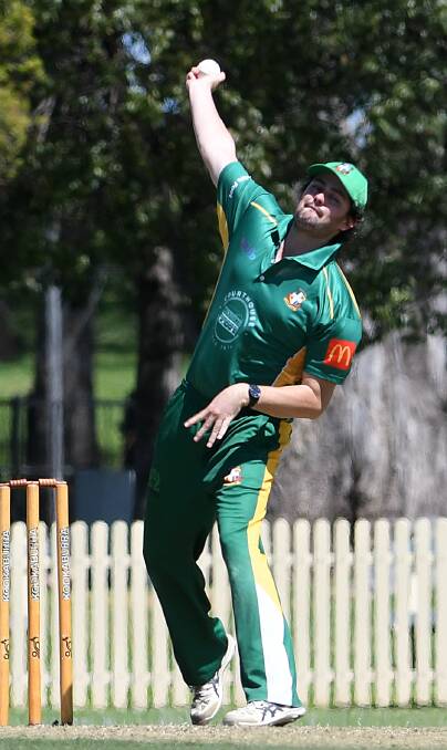 Luke Paterson spins his way to a five-wicket haul against Tamworth City in the first match of the year, despite a lack of match preparation. Picture by Gareth Gardner. 