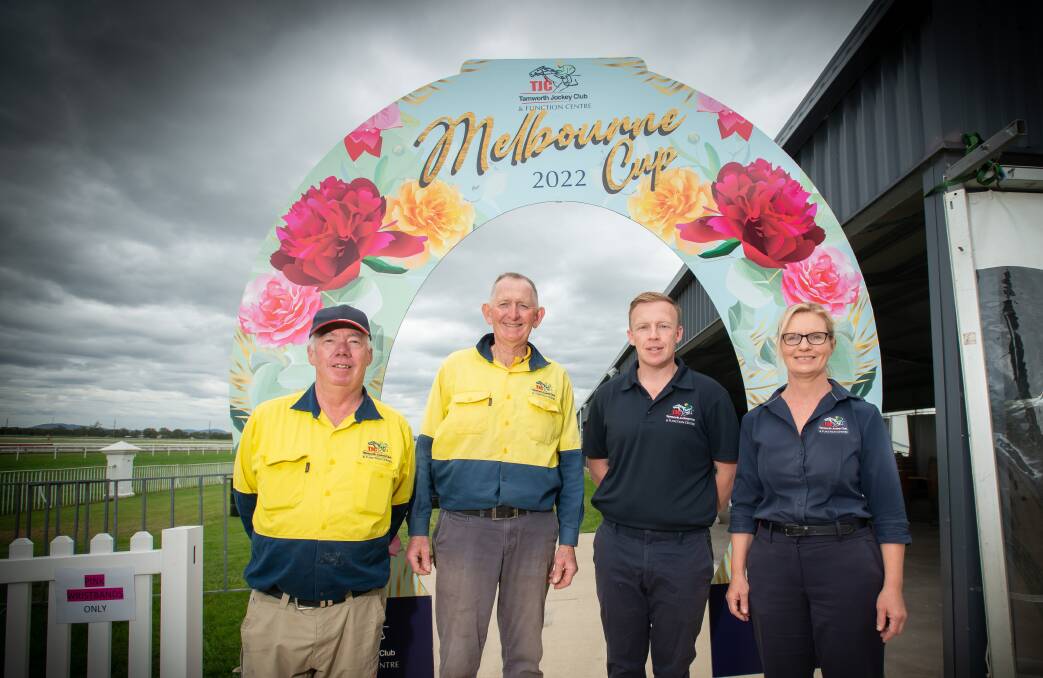 Tamworth Jockey Club's Paul Chalmers, Mark Krug, Michael Buckley and Rachel Young are ready for the club's biggest day of the year. Picture by Peter Hardin 311022PHC002