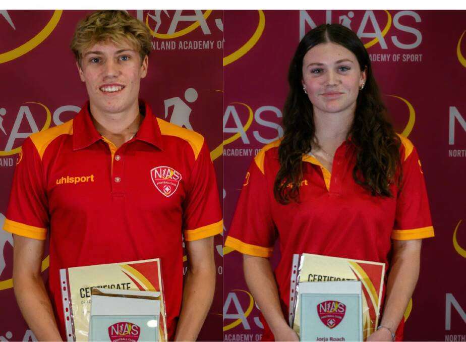Isaac Edgar and Jorja Roach were named the NIAS FC Male and Female Athlete of the Year. Picture Benham Fisher