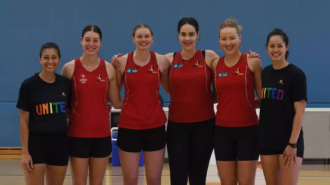 Raleigh (third from left) brought some of her North Shore United team-mates up to Tamworth for a training session with the NIAS squad in March 2023. File picture Gareth Gardner
