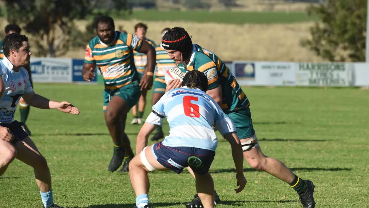 Barnwell charges into the Quirindi defence earlier in the season.