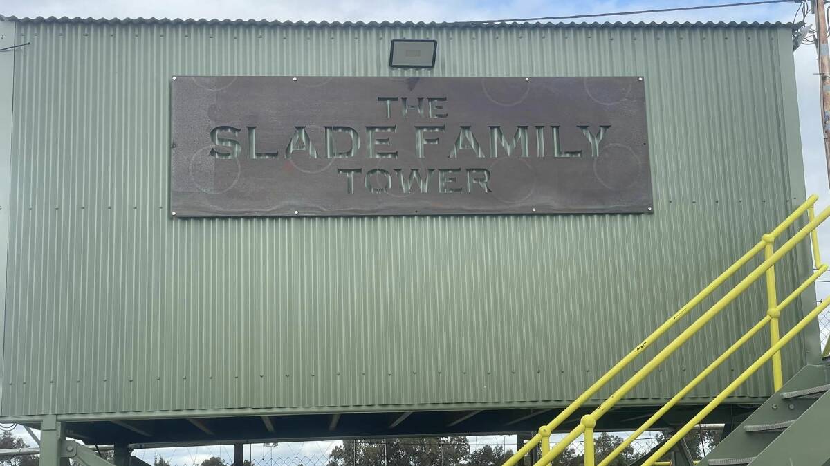 The new scoring tower out at Oakburn Park has been dedicated as The Slade Family Tower. 
