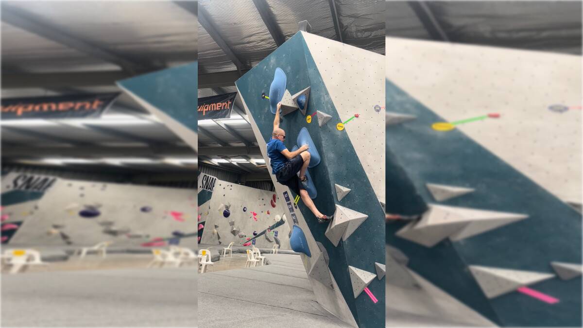 Clive Murphy was one of a number of Ten4 Bouldering members that competed at the recent state championships. A long-time rock climber, CEO Chris Eather said the masters competitor can "do things that most teenagers can't". Picture Supplied