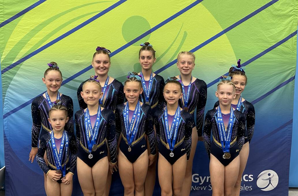 Some of the Tamworth Gymnastics Club's level four and three team with their medals from the recent NSW Junior State Championships. 
