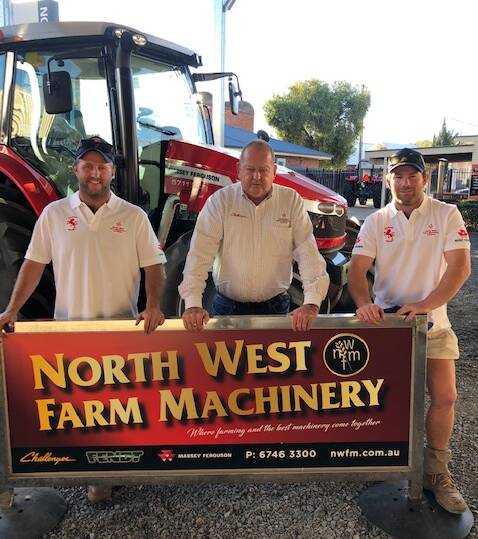 Melbourne he we come: North West Farm Machinery's Roger Moylan (centre) with Quirindi players James Davison and Toby Simkin. The Lions have been selected for what promises to be a memorable experience.