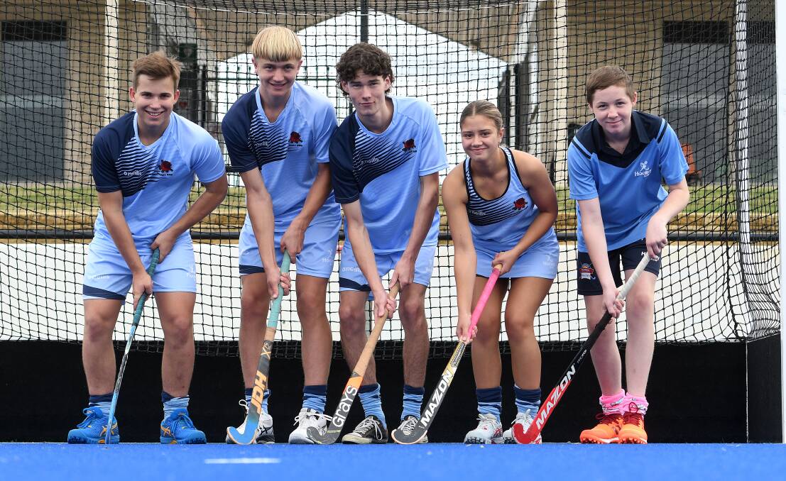 (L-R) Jock Barwick, Jack Marshall, Ben O'Connor, Ella Tanna and Logan Hayward all represented NSW at the indoor nationals. Picture Gareth Gardner