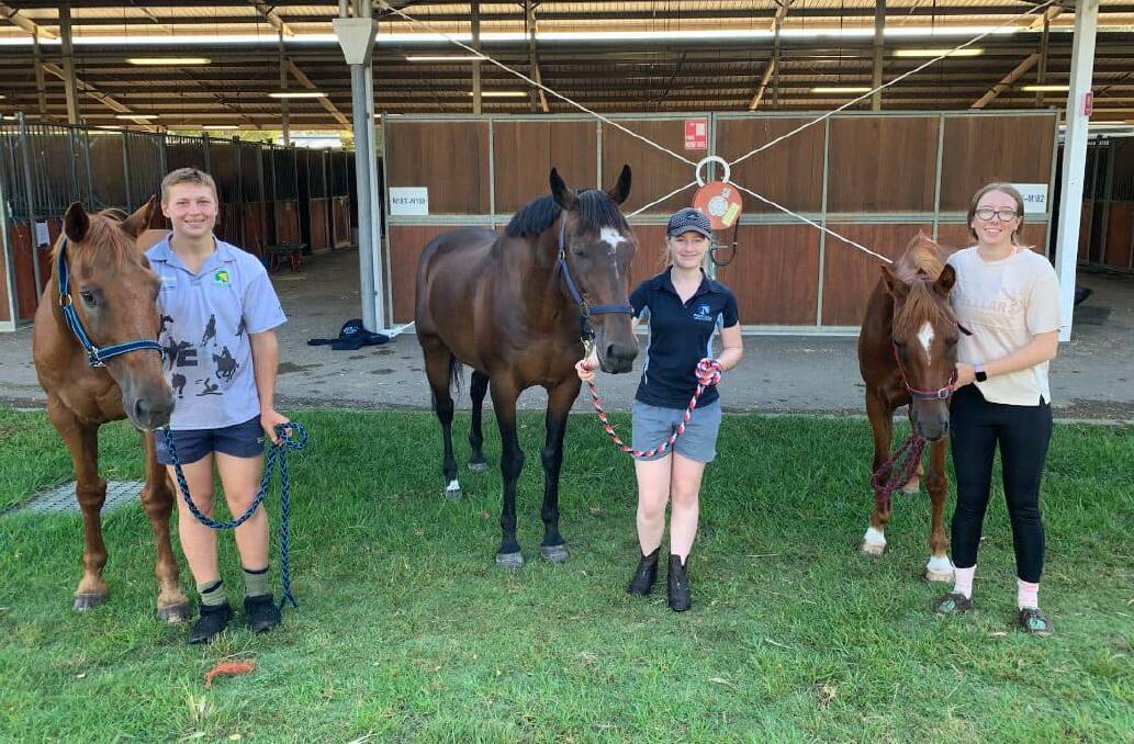 Great experience: Skewes (right) with fellow Zone 5 State Camp attendees Matthew Kerridge and Eliza Dampney. Photo: Zone 5 Pony Club Facebook