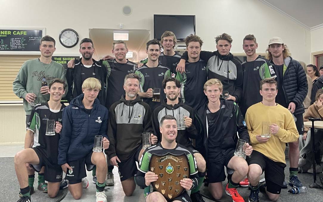 Marshall (front second from left) and his Kiwis team-mates celebrate their first Tamworth first grade premiership since 2017.