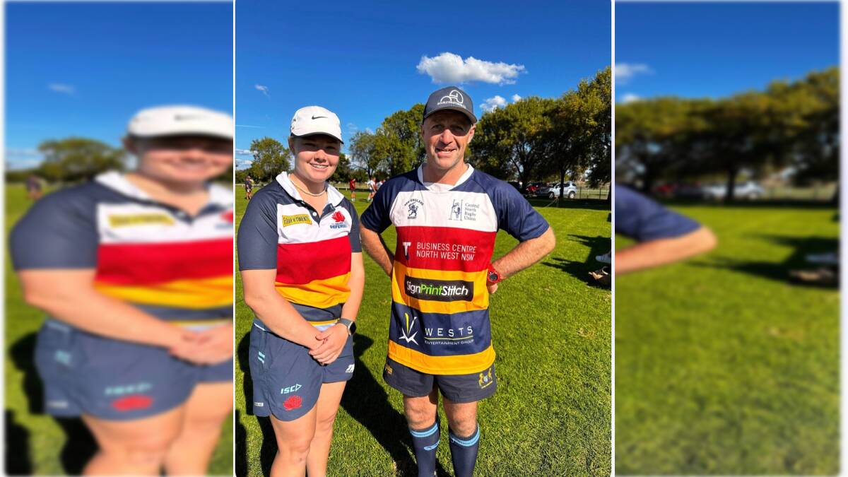 After they had to forfeit their opening round clash on Saturday, Quirindi women's coach Georgia Moore, pictured with referee Ian Gourley, was AR for her first official game. 