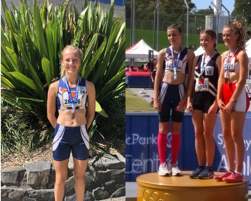 All smiles: Isabella Sawyer (left) and Isabella Wall were among the medals at the state championships on the weekend. Photos: Supplied