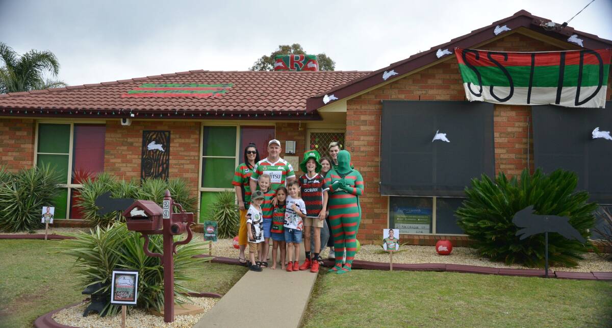 Go the Bunnies: Scott Booby's house has been turned into a shrine to his beloved South Sydney ahead of tomorrow night's grand final.