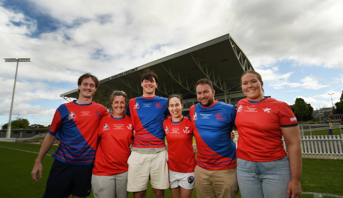 (L-R) Harry Snook, Cassie Carslake, Angus Cameron, Sylvia Lim, Angus Hanlon and Jess Middlemiss are ready to lace up the boots for Calrossy's alumni matches. Picture by Gareth Gardner 300922GGE