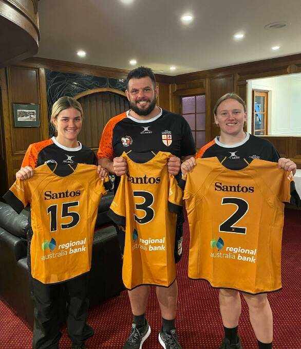 Earlier this month Ferguson played for the NSW Country women in the Australian Rugby Shield. She was one of three Pirates to pull on the gold in Adelaide with Erika Maslen (right) playing with her in the Corellas and Andrew Collins packing down for the Cockatoos.