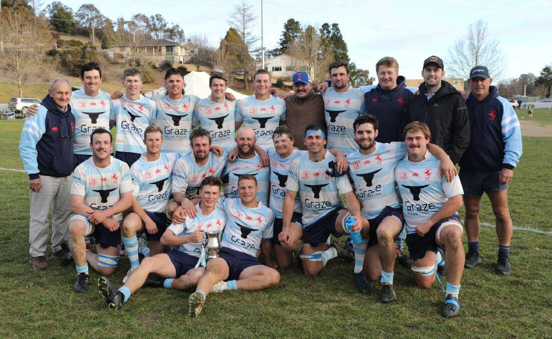 Quirindi celebrate their win over Walcha on Saturday, which saw them move back into the top four. Picture Quirindi Lions Rugby Union Facebook