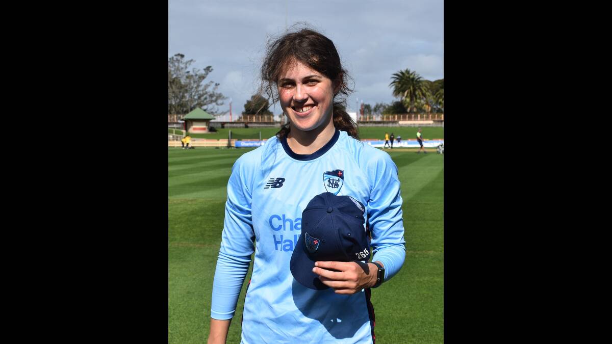 Jess Davidson with her Breakers cap. Picture Cricket NSW