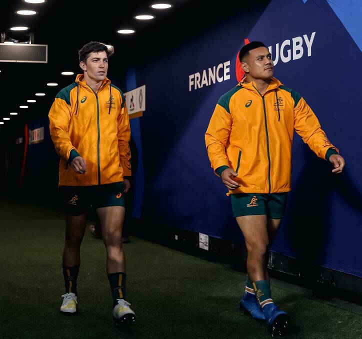 Campbell walks out to warm-up ahead of his first test start. Picture: Wallabies Facebook