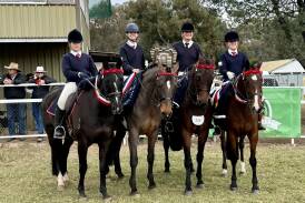(LR) Jessica Swain, Rhani Spencer-Ruddy, Pip Cullen and Lily Marshall's performances across the North West Equestrian Expo helped Calrossy win the Poole Family Perpetual Shield for an 11th straight year.