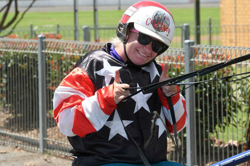 All smiles: Courtney Sutherland gives the thumbs up after her first winning drive since giving birth to daughter Everleigh five months ago. Photo: Gareth Gardner 040321GGB04