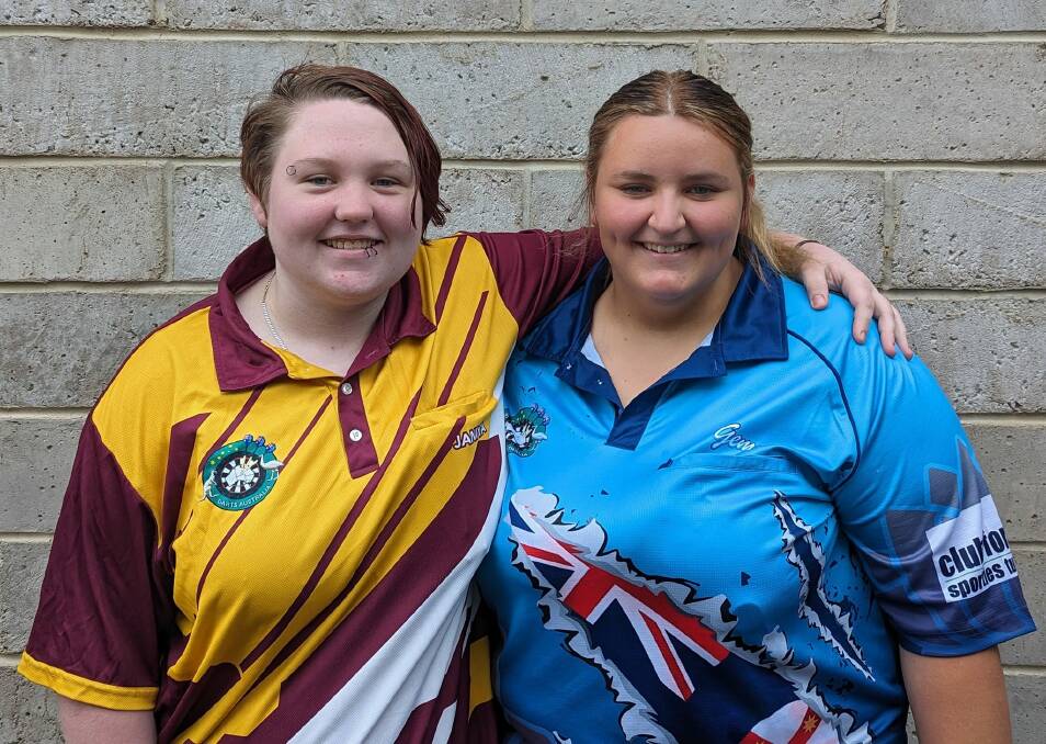Gemma Spence (right) made the final of the girls singles. Picture Darts Australia.