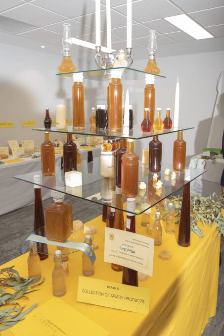 There was quite a display of different types of honey at the conference. Photo: Peter Hardin