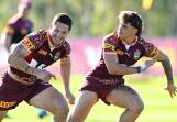 Fullbacks Kalyn Ponga (left) and Reece Walsh will play together for Queensland for the first time. (Dave Hunt/AAP PHOTOS)