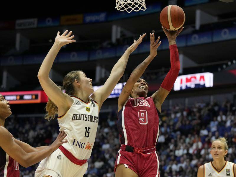 A'ja Wilson (r) led the US to victory over Germany in an Olympic warm up clash in London. Photo: AP PHOTO