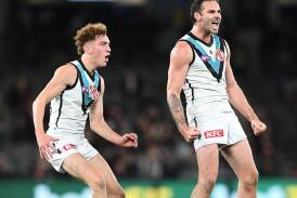 Port Adelaide are back in the AFL's top eight after a close shave against the Saints. (Joel Carrett/AAP PHOTOS)
