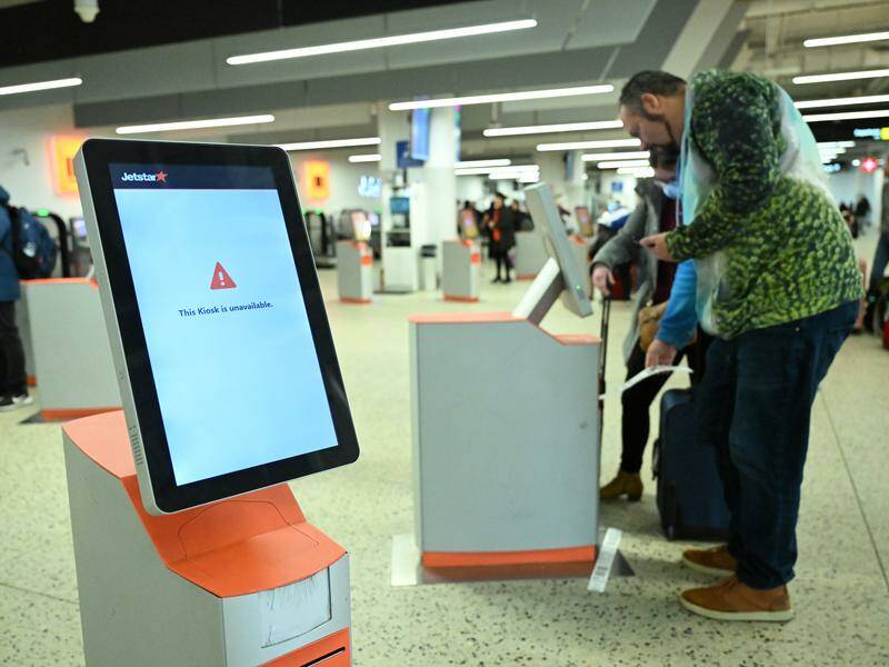 Jetstar was still being affected on Saturday by the flow-on affects of the global IT outage. Photo: James Ross/AAP PHOTOS