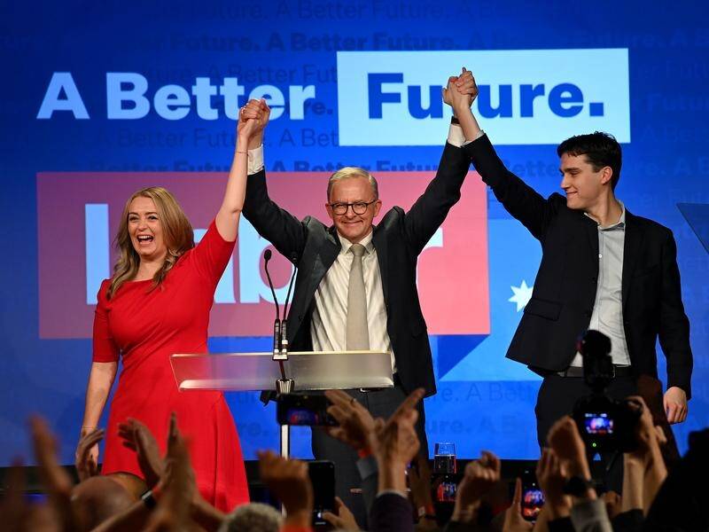 Two years after winning office, Anthony Albanese will warn against a return to "fear and division". (Bianca De Marchi/AAP PHOTOS)
