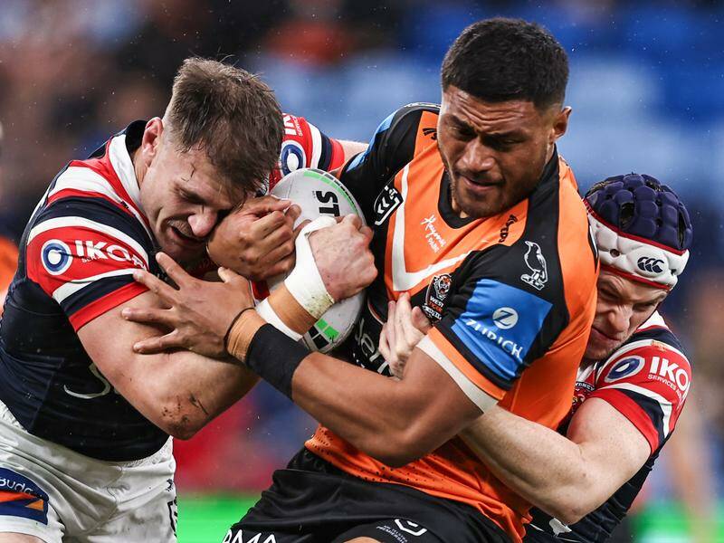 Wests Tigers prop Stefano Utoikamanu has told the club he's leaving after this NRL season. Photo: Mark Evans/AAP PHOTOS