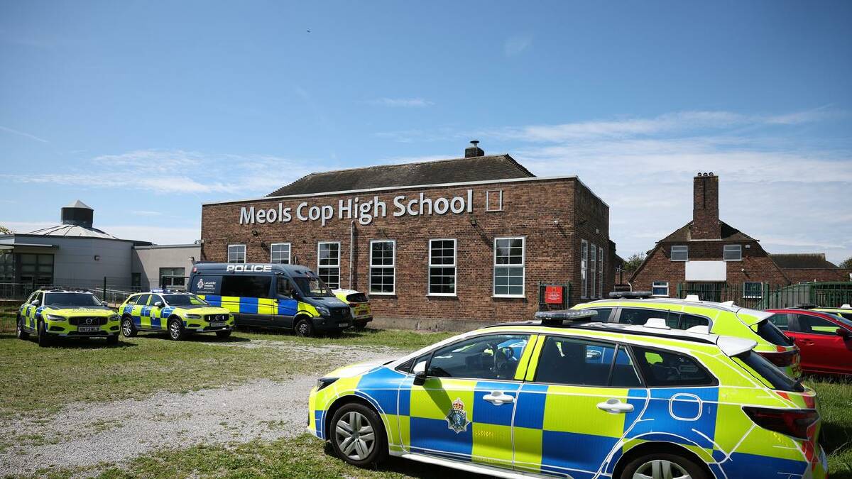 Police were called to Meols Cop High School in Southport after a report of multiple stabbings. (EPA PHOTO)