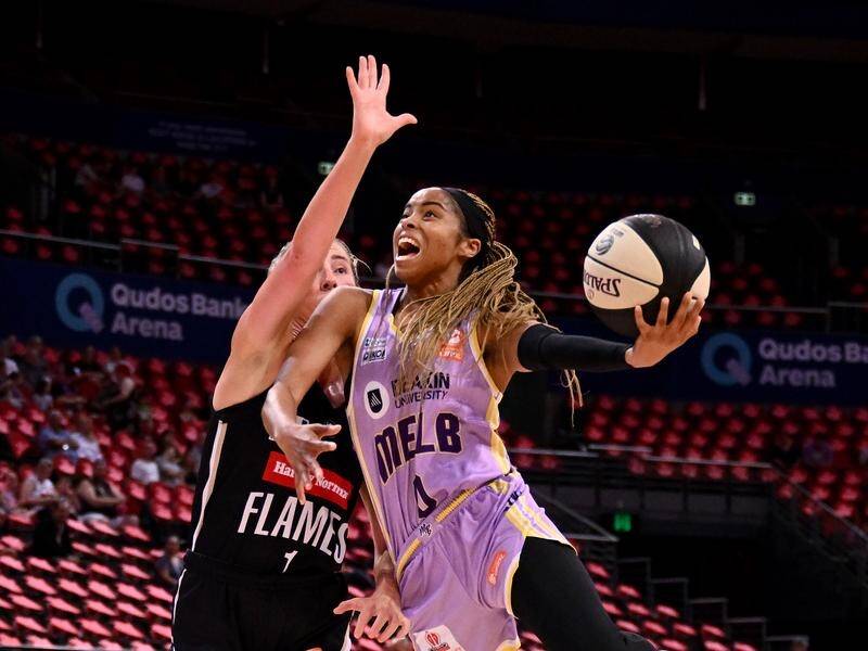 Melbourne Boomers star Jordin Canada (right) has been named the WNBL's most valuable player. (Dan Himbrechts/AAP PHOTOS)