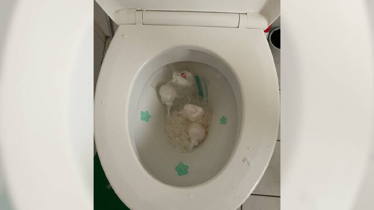 Police allege drugs discovered in a toilet bowl were ready to be flushed away. (HANDOUT/NSW POLICE)