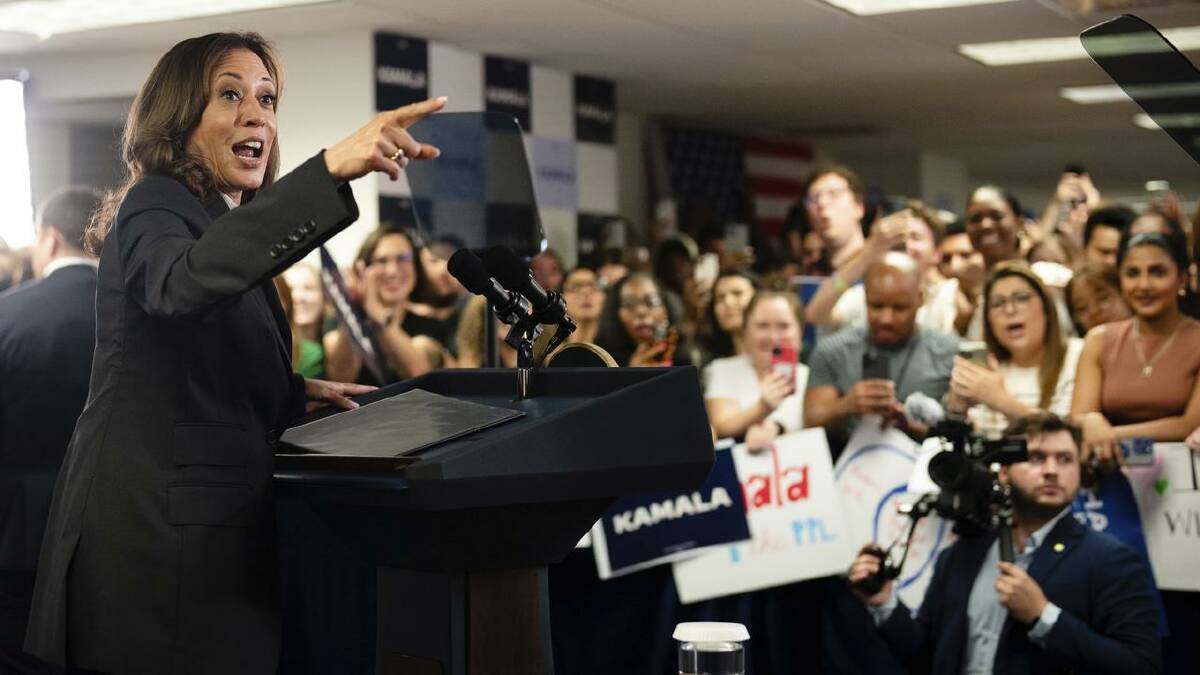 US Vice President Kamala Harris has spoken at her campaign headquarters in Wilmington, Delaware. (AP PHOTO)