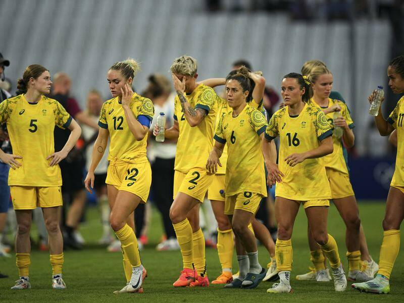 The Matildas were a dejected bunch after a 3-0 belting by Germany in Marseille. Photo: AP PHOTO