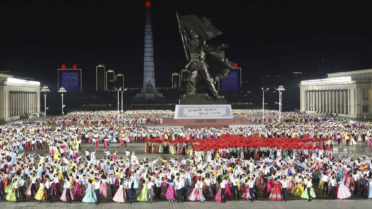 North Koreans during an evening gala to celebrate the 71st anniversary of the Korean War armistice. (AP PHOTO)