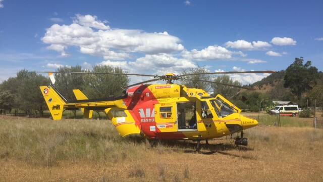 The Westpac Rescue Helicopter on a mission near Gunnedah earlier this month.