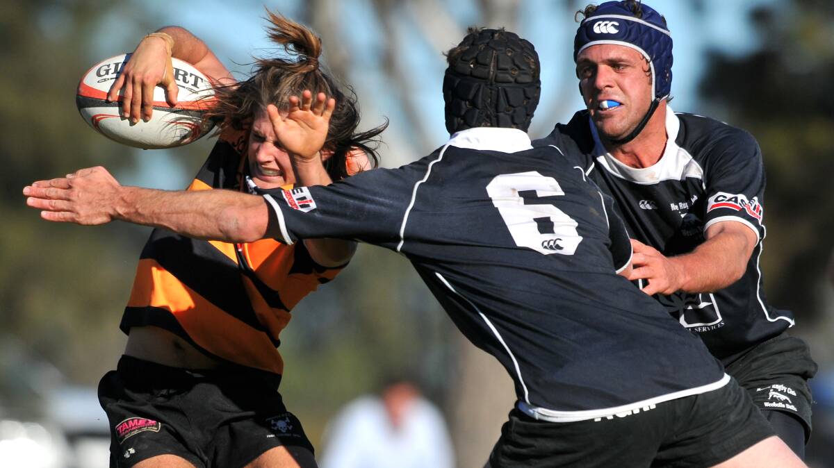 Piirates and Moree battle it out in the Central North Rugby Union semi final. Photo:Barry Smith 240813BSC48