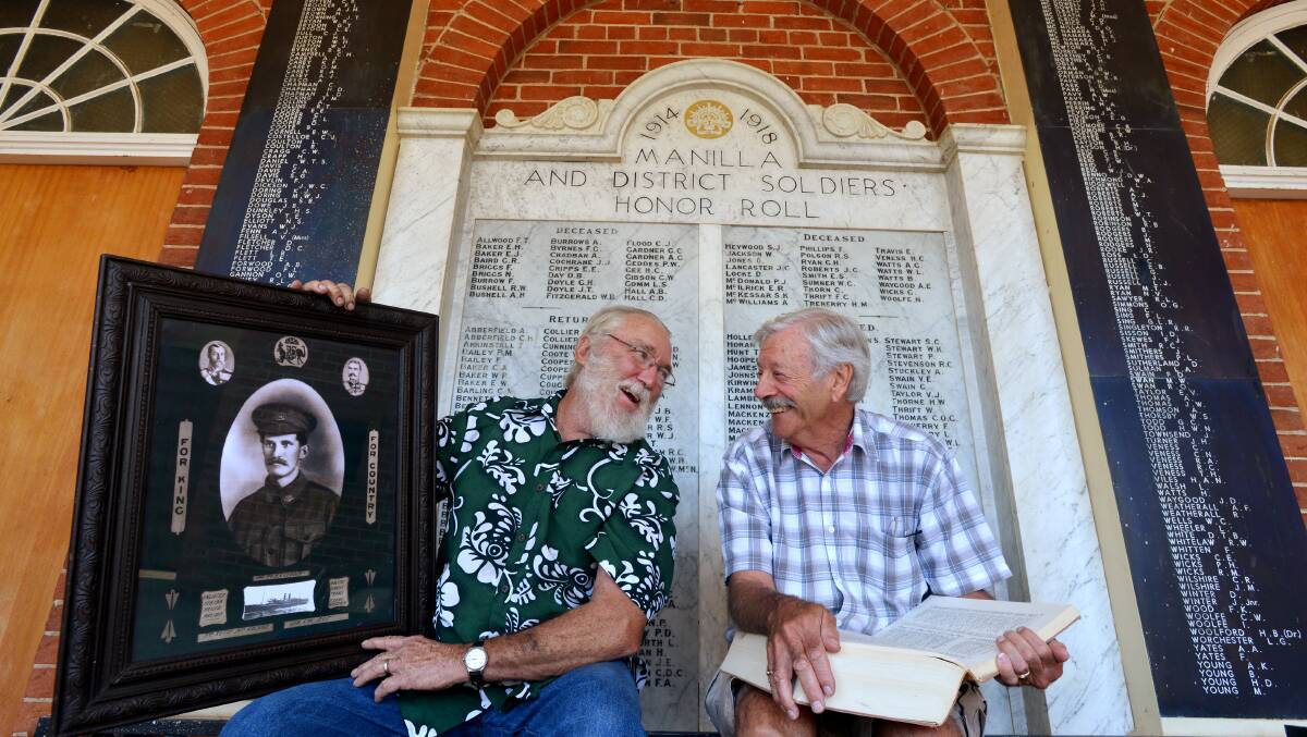 Ian Bignall and Dennis Greer were part of the marble World War One project at the Manilla Historical Museum. Photo:Barry Smith 020413BSC17