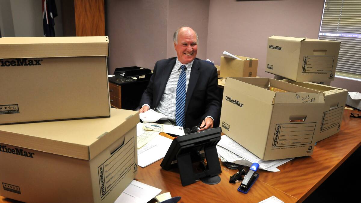 Tony Windsor packs up his electorate officer after leaving politics in August. Photo:Barry Smith 060813BSA04